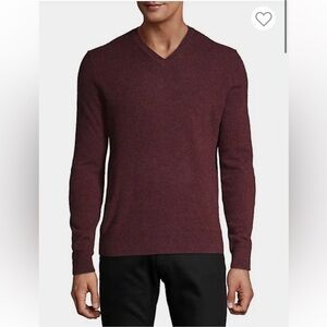 Black Brown 1826 Men’s Burgundy Cashmere V-Neck Sweater Size XL 100% Cashmere